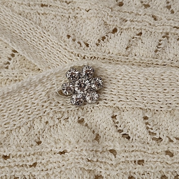 Zara Women's Knit Waistcoat Bejeweled Button Ivory Cream Vest Sz S - Picture 8 of 16